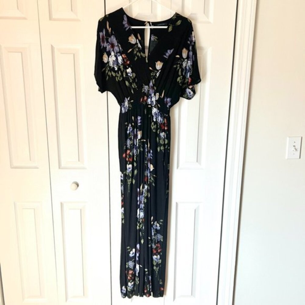 Black Floral Pant Jumpsuit XS